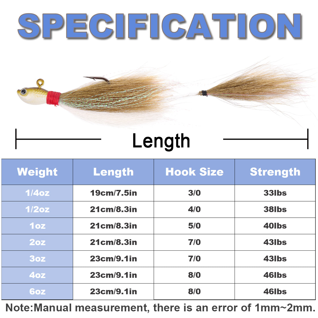 Fishing Lure Bucktail Jigs Saltwater Bait Crappie jig Marabou Feather Fishing Lure