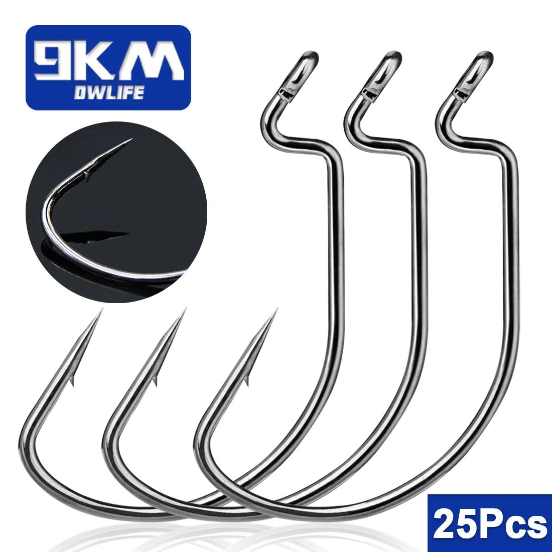 cheap bass fishing hooks 25Pcs EWG Hooks Bass Fishing Wide Gap Offset Worm Fishing Hooks Jig Ca