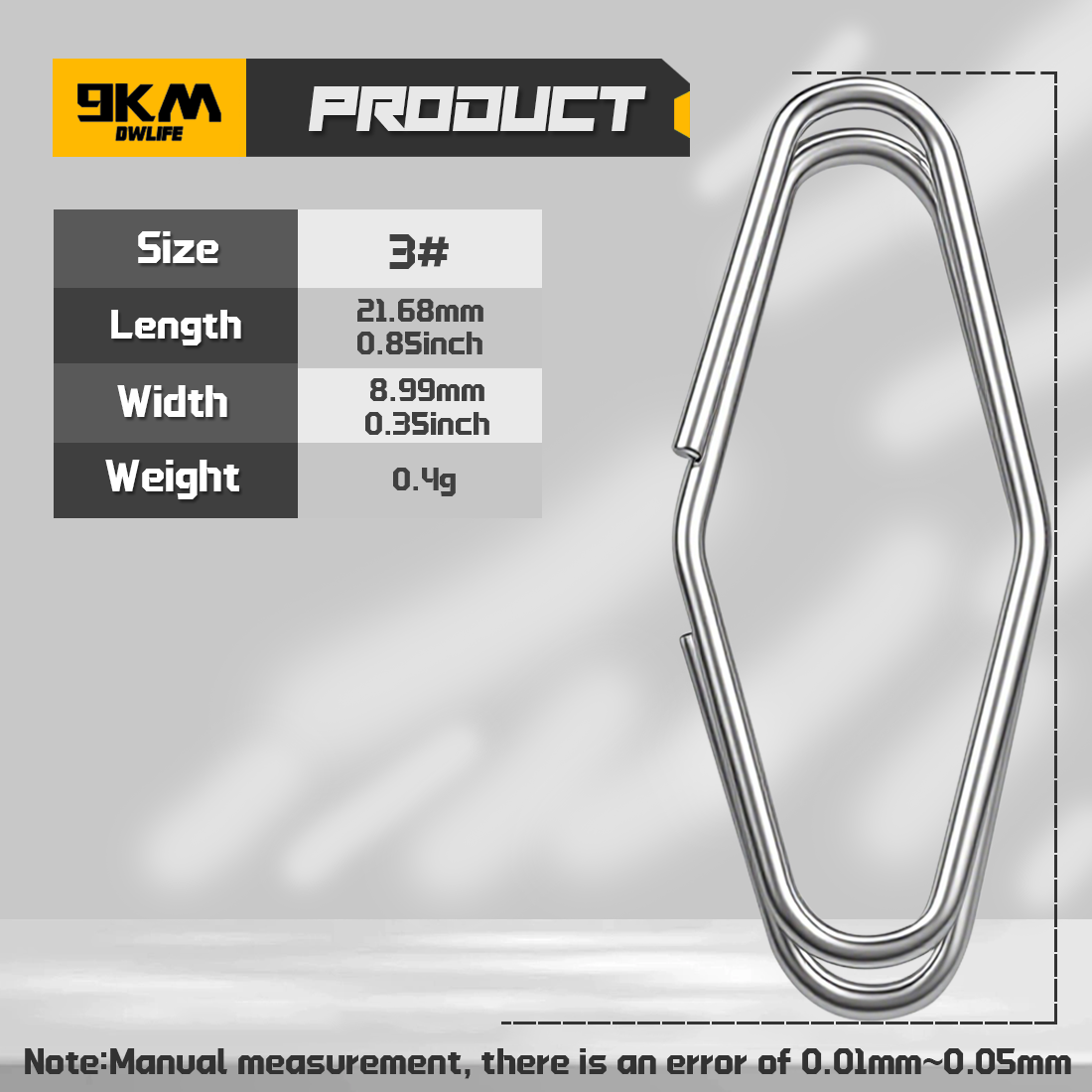 9KM Fishing Snap 50pcs Fishing Power Speed Clip Stainless Steel Snap for Fishing Lure Quick Change Clip