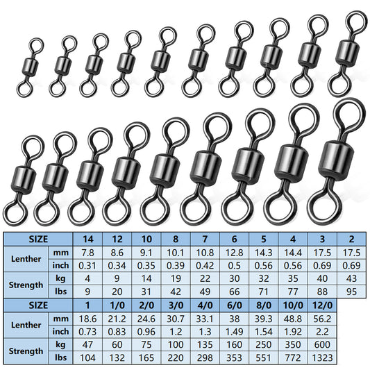Fishing Rolling Barrel Swivel Tackle 100Pcs Ball Bearing Gunsmoke Nickel