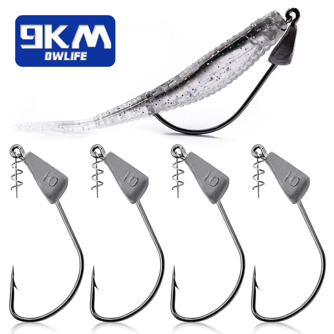 9KM Weighted Fishing Hooks Jig Head 5~15Pcs Jig Heads Weedless Hook Ba 9KM Weighted Fishing Hooks Jig Head 5~15Pcs Jig Heads Weedless Hook Ba