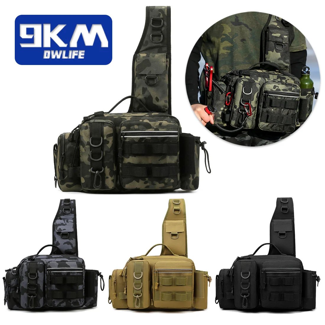 Fishing Bag 600D Nylon Sling Pack Portable Fly Fishing Box Outdoor Tra – 9km-dwlife Fishing Bag 600D Nylon Sling Pack Portable Fly Fishing Box Outdoor Tra – 9km-dwlife