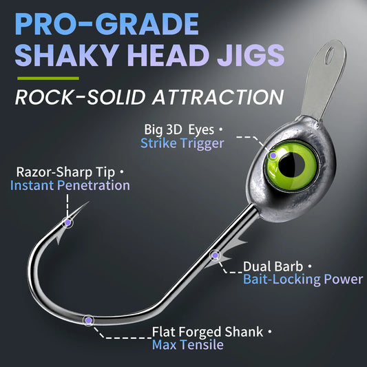 10pcs Shaky Head Jigs Hook with Front Tongue Plate 3.5-10g