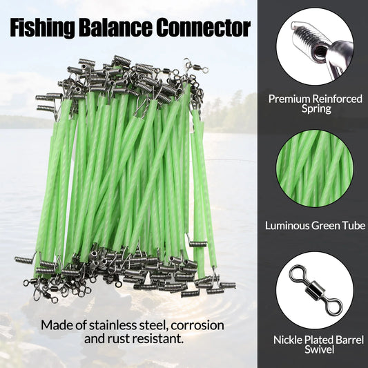 9KM Fishing Lure Line Wire Leader 10pcs Fishing Rigs with Luminous Tube Swivels