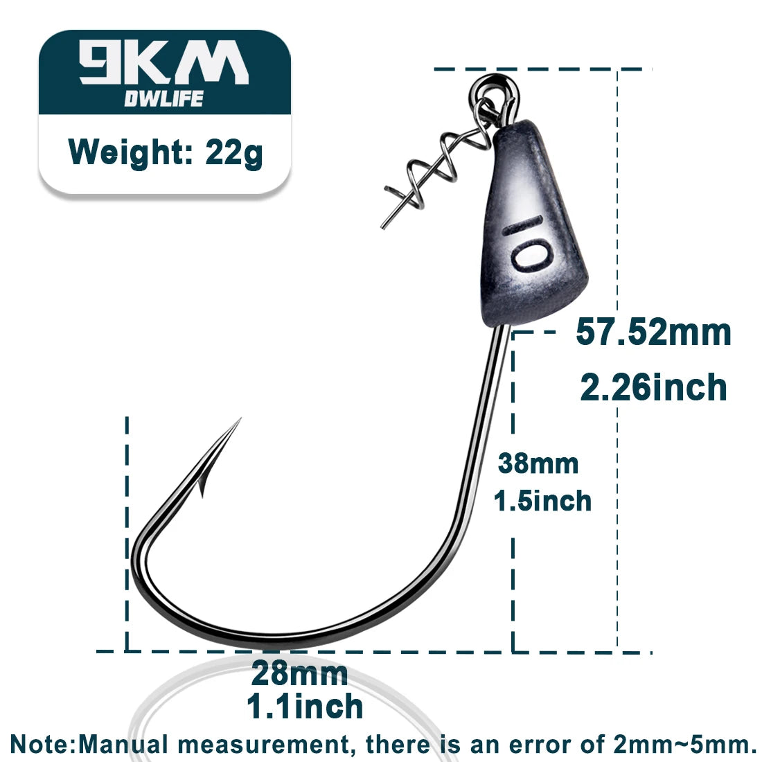 9KM Weighted Fishing Hooks Jig Head 5~15Pcs Jig Heads Weedless Hook Bass Fishing Soft Lure Hooks with Spring Twist Lock Tackle