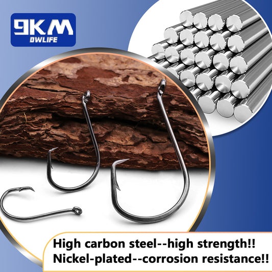 9KM Circle Fishing Hooks 25~50Pcs Offset Carp Fishing Live Bait Barbed Hooks Catfish Bass Octopus Fishing Hooks Tackle Saltwater