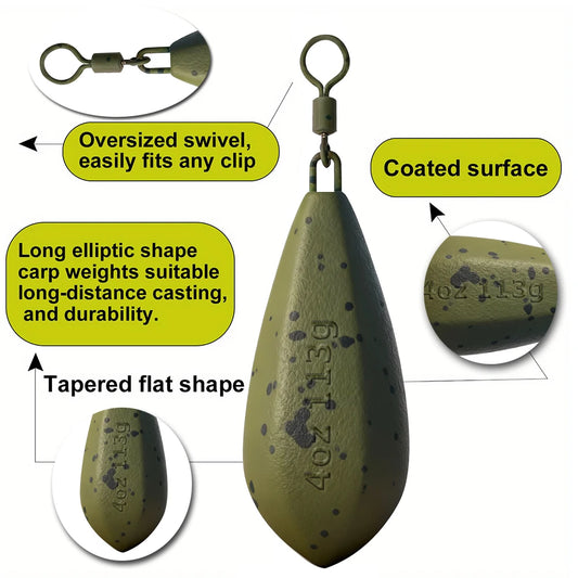Fishing Lead Sinker with Barrel Swivel 3pcs Carp Fishing Weight 57-113g