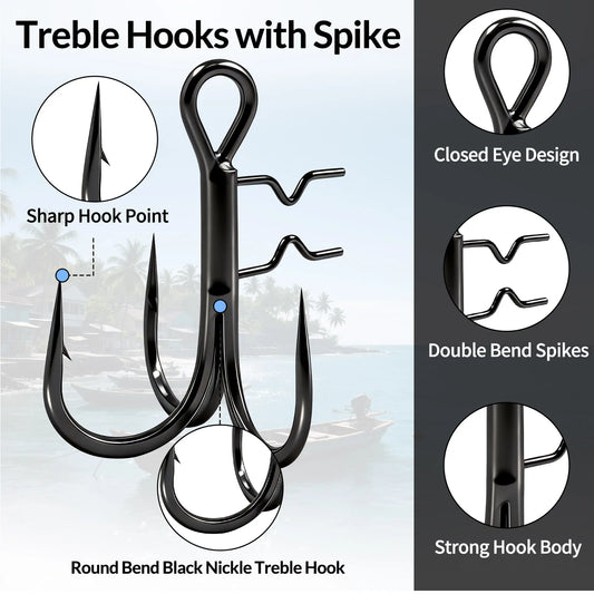 Fishing Treble Hook with Baitholder Spike For Soft Swimbait 5pcs Soft Lure Replacement Hook