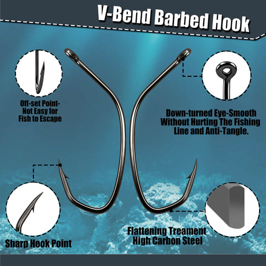 9KM Fishing Hook 25-100pcs High Carbon Steel Live Bait Hook Offset