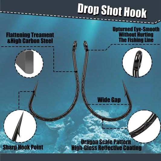 Drop Shot Hook 50-200pcs Fishing Hook for Drop Shot/ Wacky Rig Lure