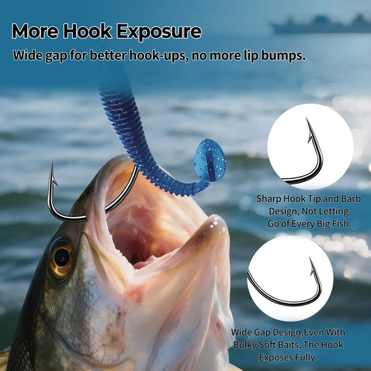 Wacky Jig Hook 25-100pcs EWG Worm Hook Texas Rig Hook