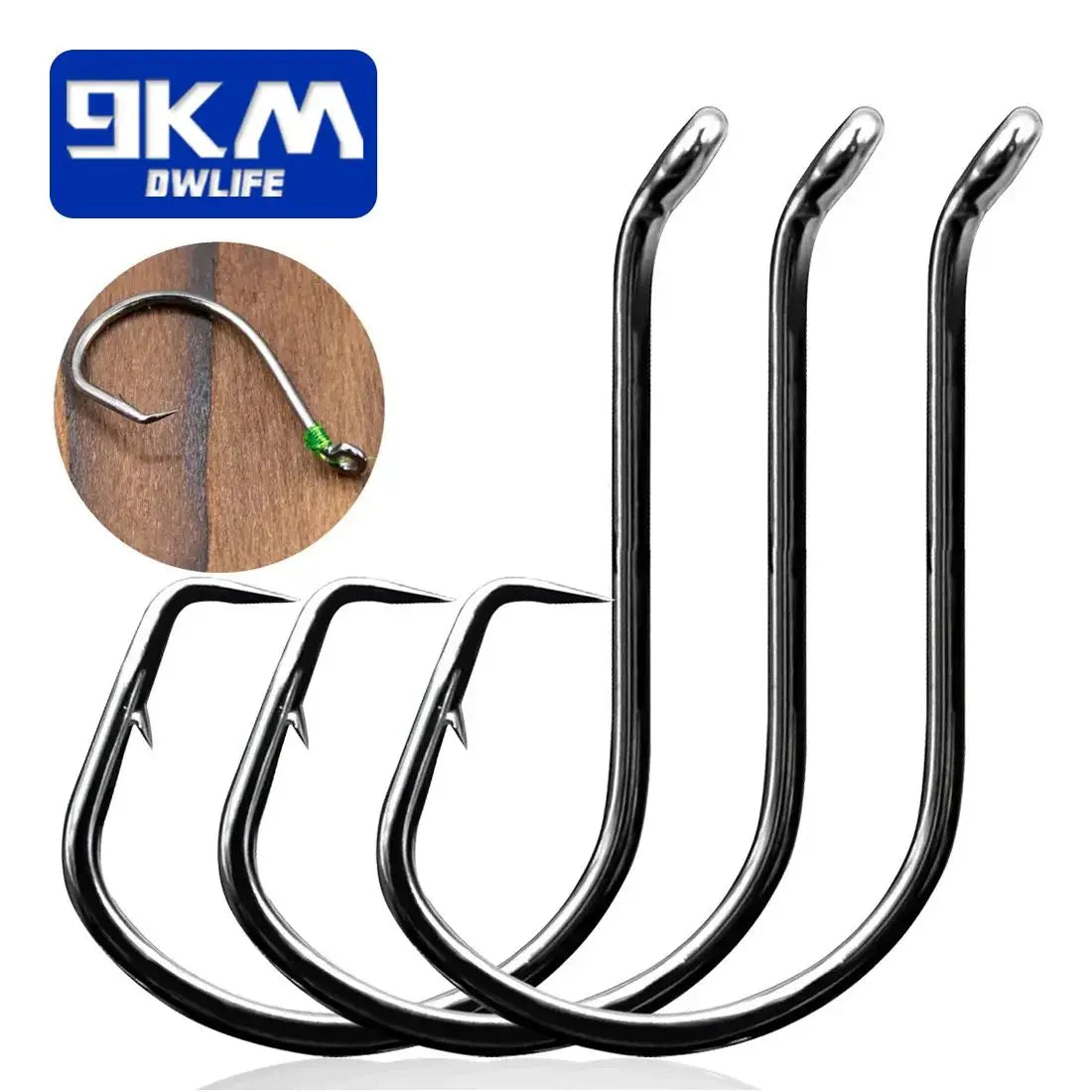 9KM Circle Fishing Hooks 25~50Pcs Offset Carp Fishing Live Bait Barbed – 9km-dwlife