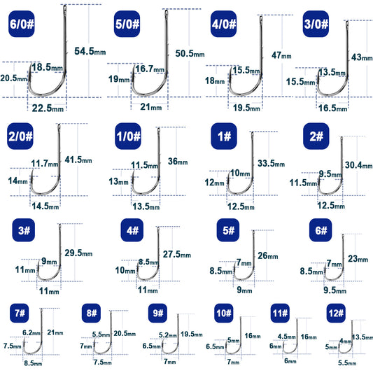 Long Shank Fishing Hook Straight Handle Sharp Barbed Bait Hook