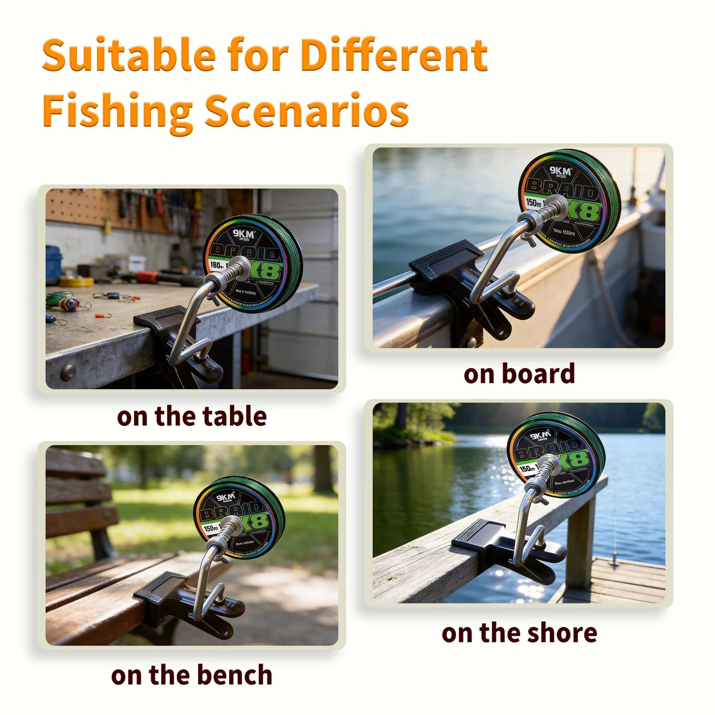 9KM Fishing Line Spooler Portable Fishing Line Winder Machine with Adjustable Tension Control No Line Twist Spooling Station