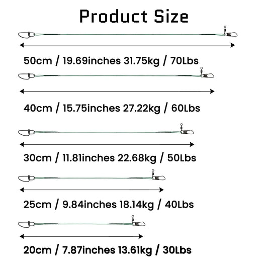 9KM Anti Bite Steel Fishing Line, Wire Leader with Swivel