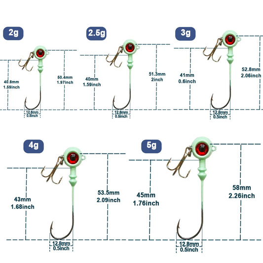 Fishing Eye Jig Heads Hook with Treble Hooks