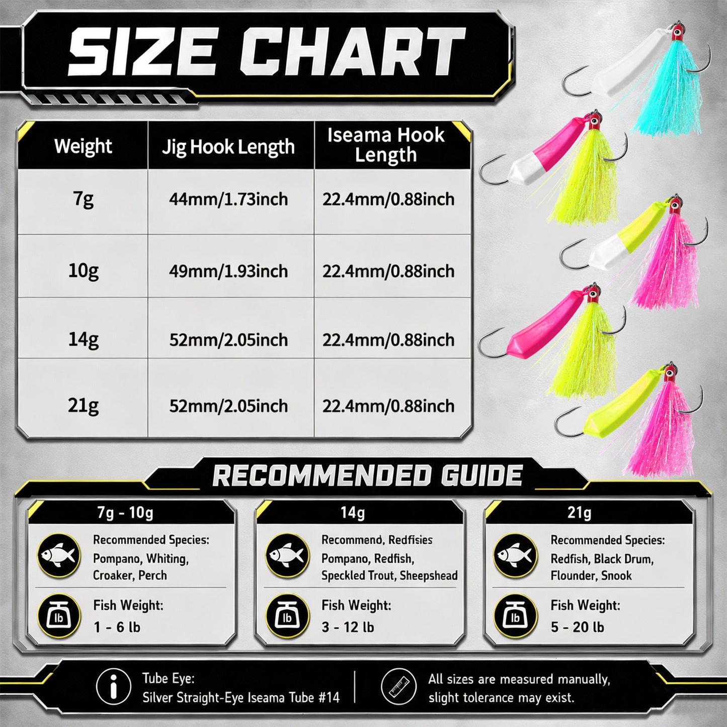 Pompano Jig with Teaser Hooks 5pcs Surf Fishing Jig Heads Saltwater Stand-Up Banana Shape Swimbait Jigs