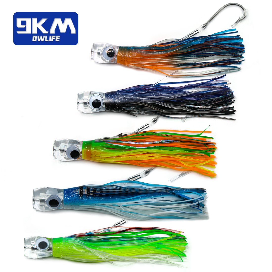 chugger fishing lure 9KM 6in~9in Saltwater Big Game Trolling Lures Skirted Trolling Jig Off – 9km-dwlife