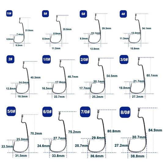 Ewg Hooks 50Pcs Bass Fishing Texas Rig Hooks