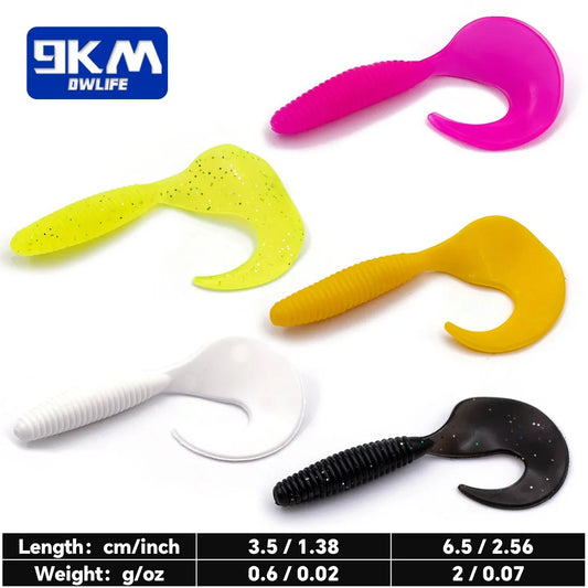 Curly-Tail Swim Bait 15Pcs Grub Worm Silicone Soft Baits