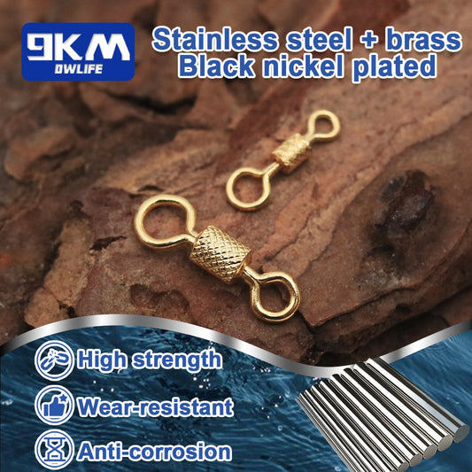 Fishing Swivels 50~200Pcs Gold Freshwater Carp Fishing Rolling Swivel Snap Fishing Line Connector Micro Big Eye Swivels Tackle