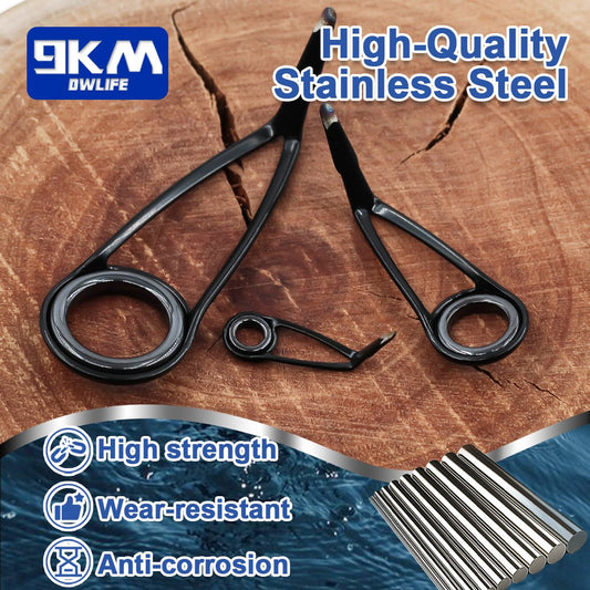 Fishing Rod Eyelet Repair Kit Spinning Rod Guides Stainless Steel Ceramic Ring Fishing Pole Replacement Kit Saltwater Freshwater