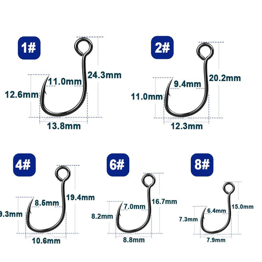 9KM Inline Single Hooks 50~200Pcs Siwash Hooks Saltwater Fishing Lures