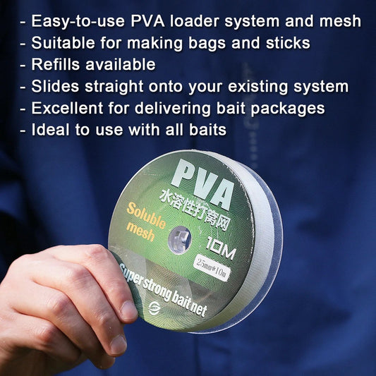 9KM Carp Fishing Accessories Boilie Funnel Web PVA Mesh System Refill Solidz PVA Fishing Bags - Fast Melt