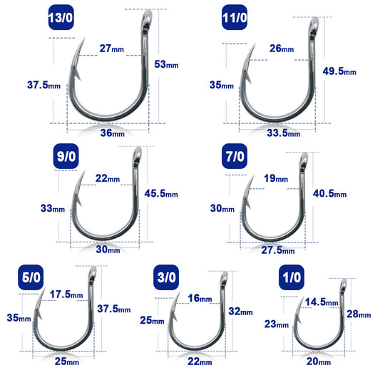 9KM Fishing Hook Saltwater 15~30Pcs Stainless Steel Heavy Duty