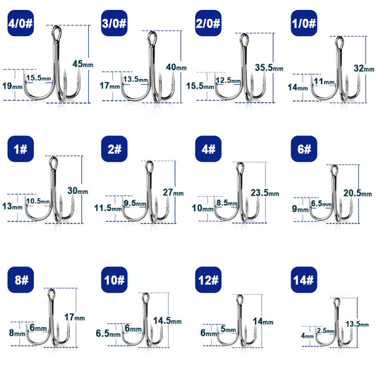 Fishing Treble Hooks 25~50Pcs Brabed Sharp Triple Sea Fishing Hooks Hard Lures