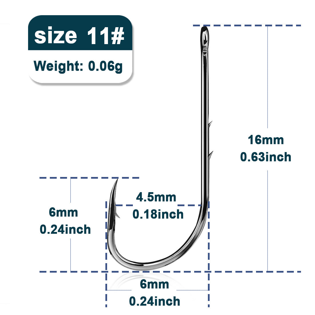 Long Shank Fishing Hook Straight Handle Sharp Barbed Bait Hook