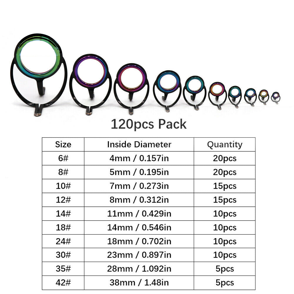 Colorful 6#-42# 120pcs Fishing Rod Guides Repair Rods
