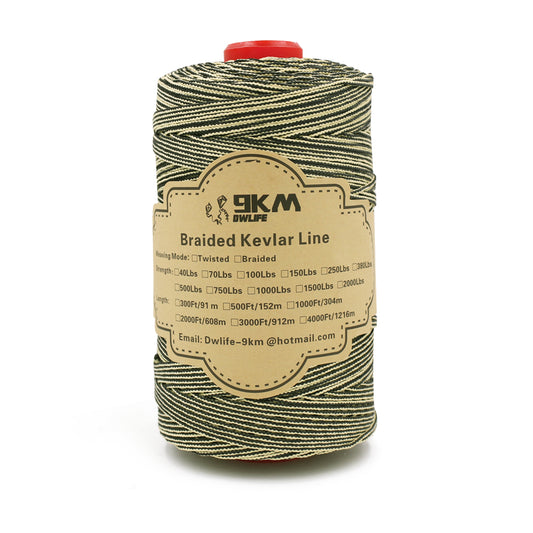 80lb-400lb Black&Yellow Braided Kevlar Line (On Spool)
