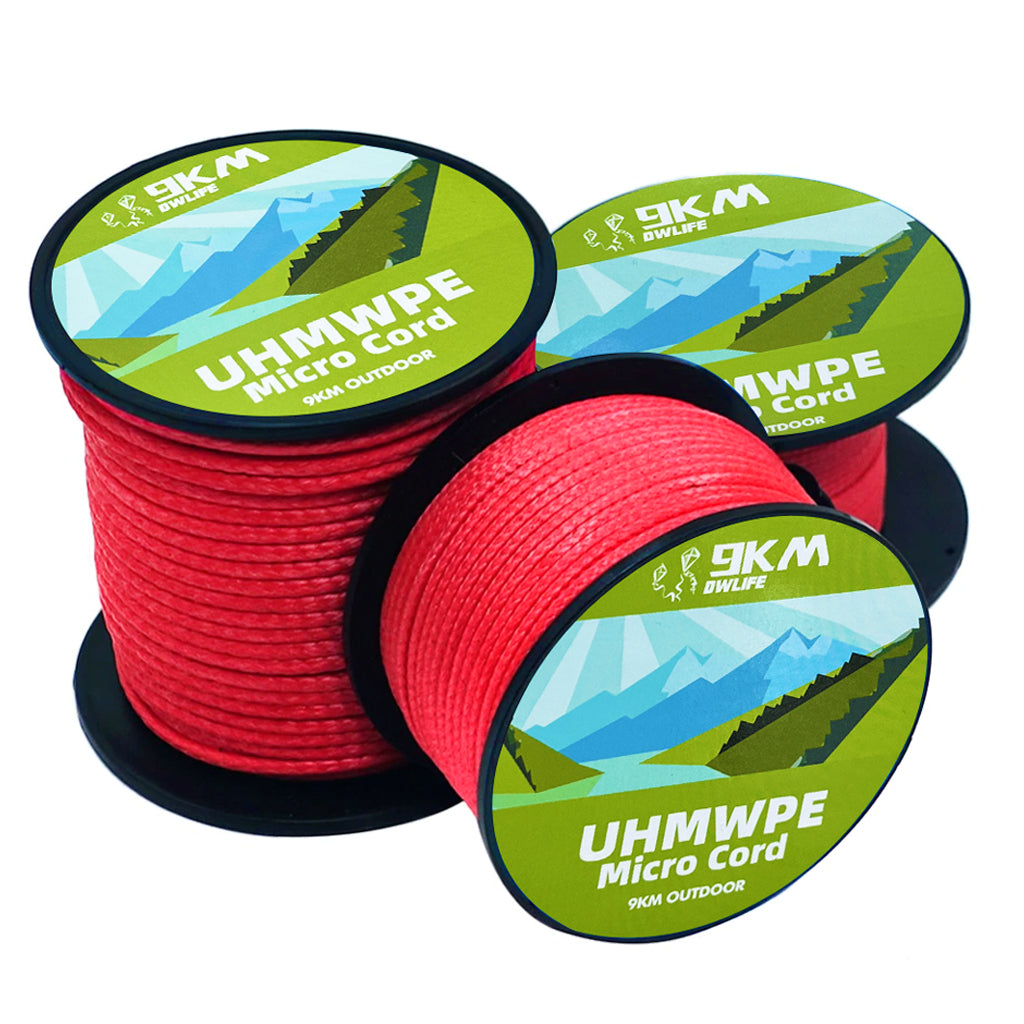 1.0~1.6mm UHMWPE Cord Hollow Braided Abrasion Resistance Spliceable for Tent Guyline Hammock for Power Kite Camping Backpacking
