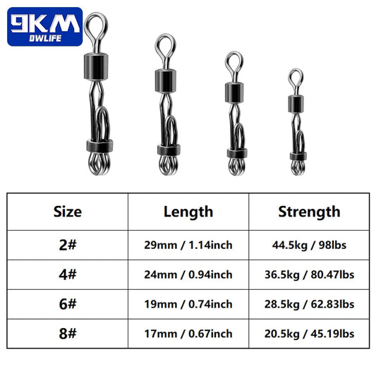 Fishing Rolling Swivel Snap Fishing Hook Fast Connector Solid Rings Fishing Line Quick Link