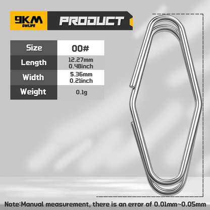 9KM Fishing Snap 50pcs Fishing Power Speed Clip Stainless Steel Snap for Fishing Lure Quick Change Clip