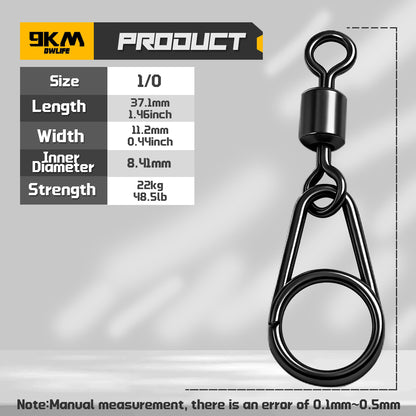 9KM Fishing Swivel Snap 25-50pcs Back Barrel Swivel Snap Heavy Duty Lure Line Connector