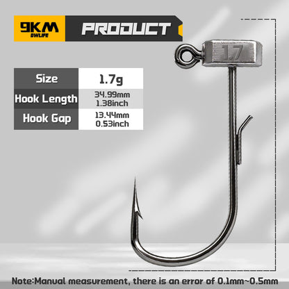 9KM Ned Rig Jig Head Hook 10-20pcs Mushroom Jig Hooks with Welded Wire Bait Keeper