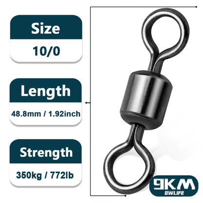 Fishing Rolling Barrel Swivel Tackle 100Pcs Ball Bearing  Gunsmoke Nickel