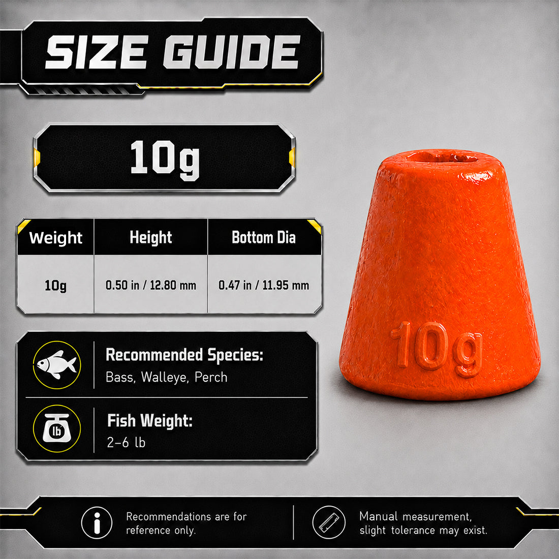 9KM Fishing Weight Sinker for Stinger Rig 1pcs UV Orange Fishing Lead Cone Shaped