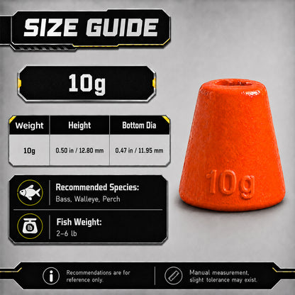 9KM Fishing Weight Sinker for Stinger Rig 1pcs UV Orange Fishing Lead Cone Shaped