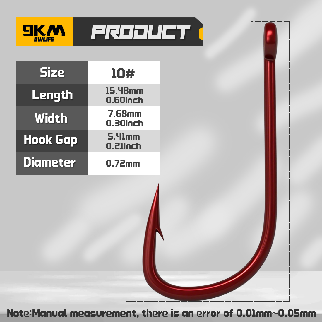 9KM Red Fine Wire Bait Hook 50-100pcs Match Fishing Hook for Crucian Carp Ultralight Bait Hook