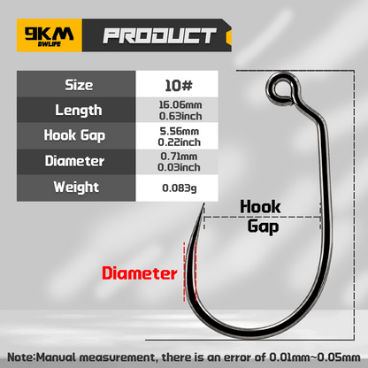 9KM Barbless Jig Fly Fishing Hooks 25-100pcs Wide-Gape Jig Fly Tying Hooks