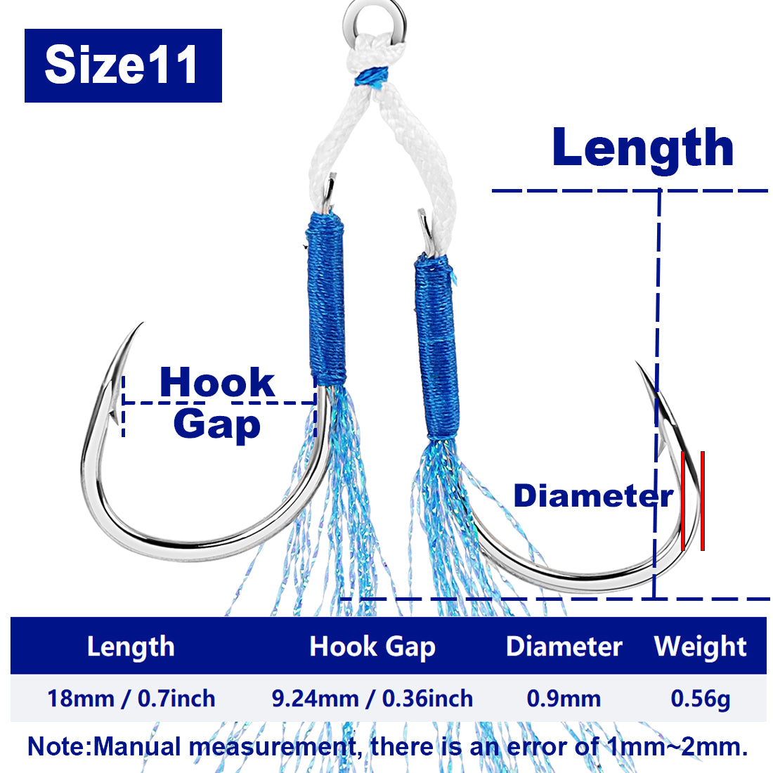 Fishing Assist Hook Solid Ring  Heavy Duty Jig Head Double Hook