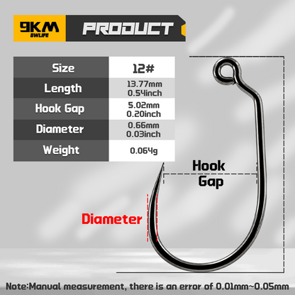 9KM Barbless Jig Fly Fishing Hooks 25-100pcs Wide-Gape Jig Fly Tying Hooks