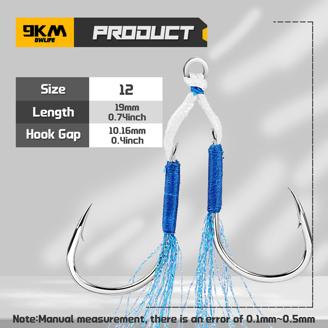 Fishing Assist Hook 10-20pcs Double Pair Barbed Hook with Blue Feather