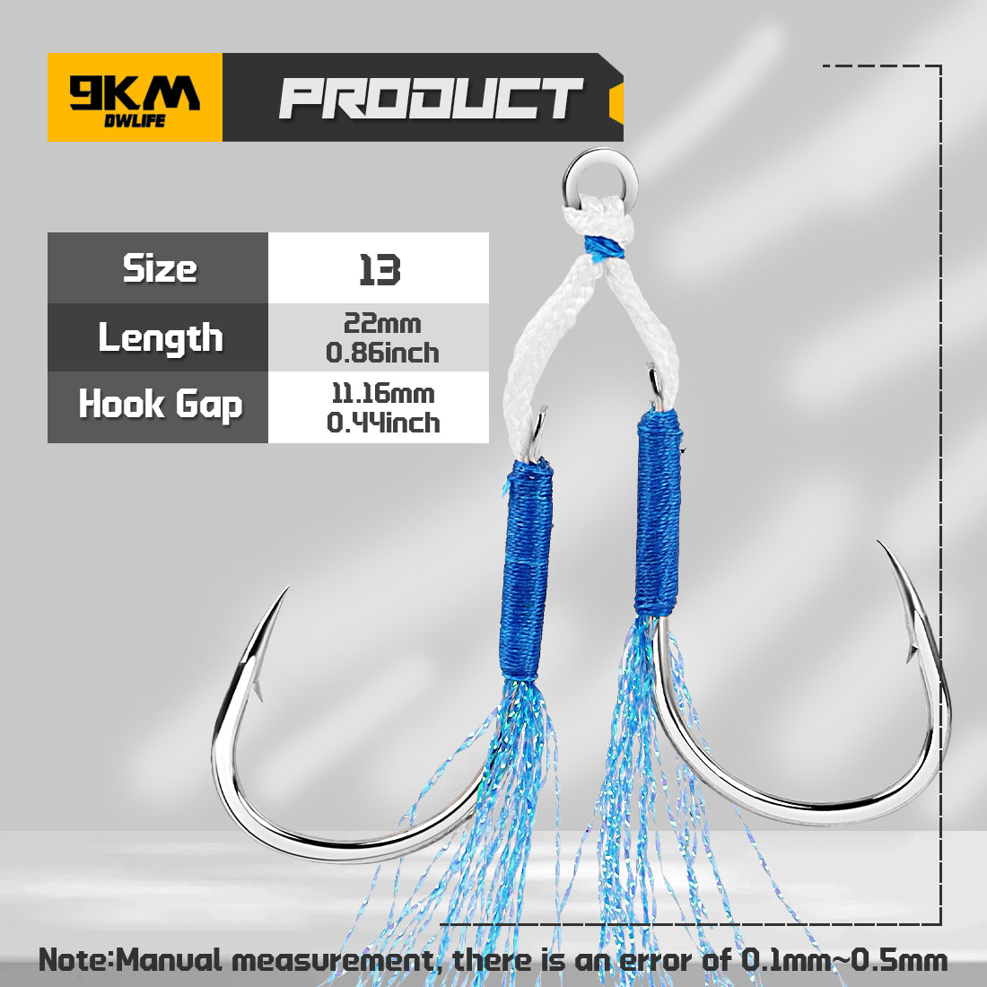 Fishing Assist Hook 10-20pcs Double Pair Barbed Hook with Blue Feather