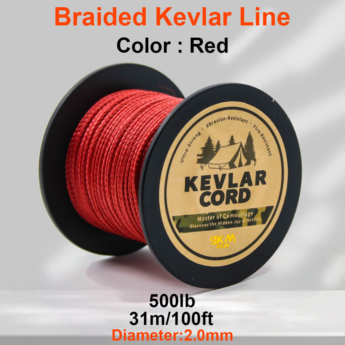 150lb-1500lb Red Braided Kevlar Line