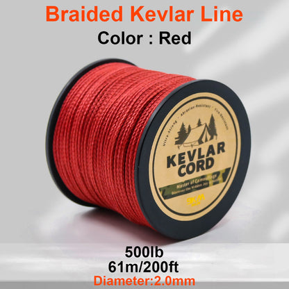 150lb-1500lb Red Braided Kevlar Line