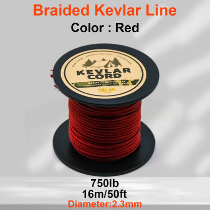 150lb-1500lb Red Braided Kevlar Line